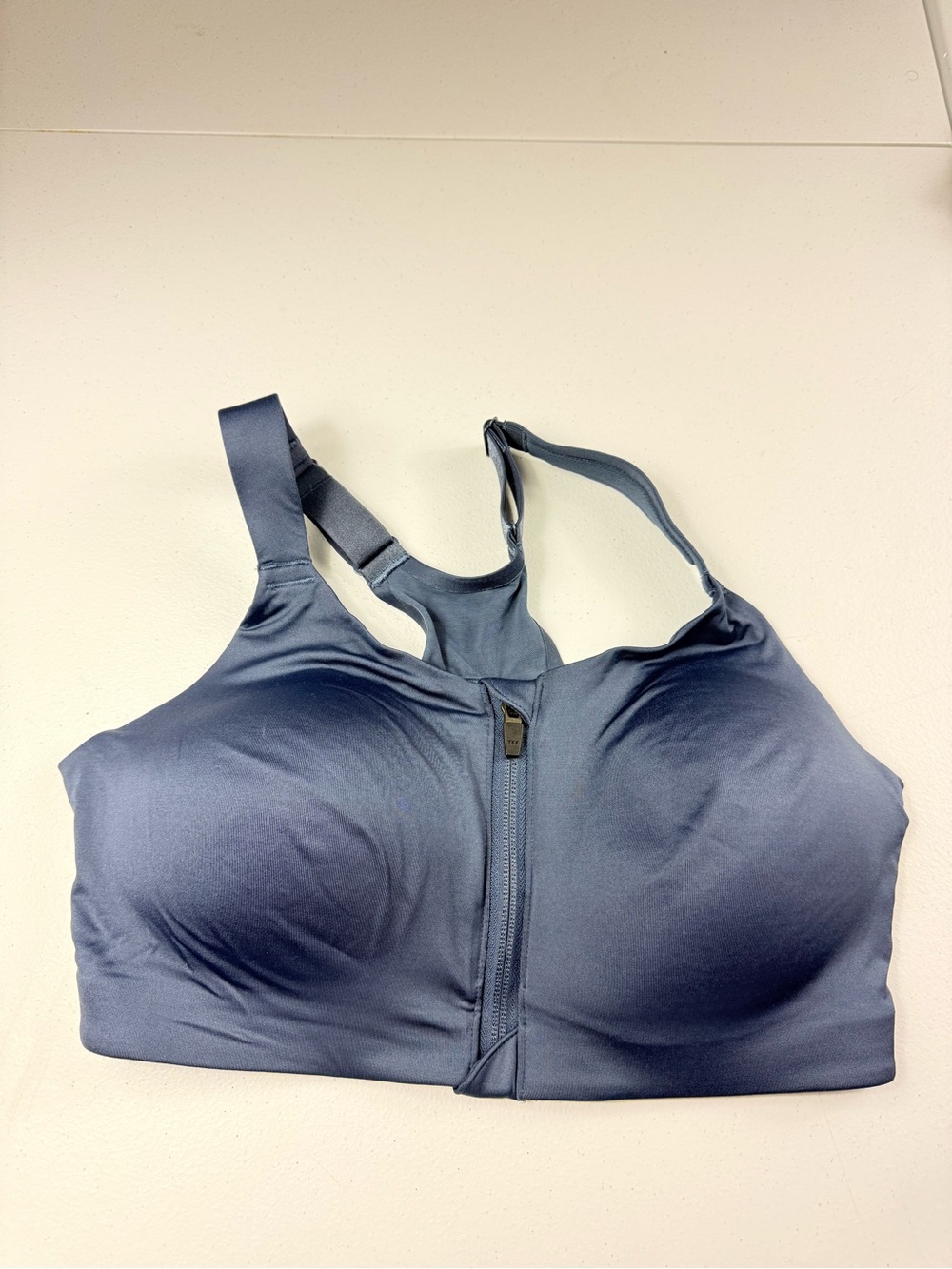 CALIA Front-Zip Support Sports Bra - Navy